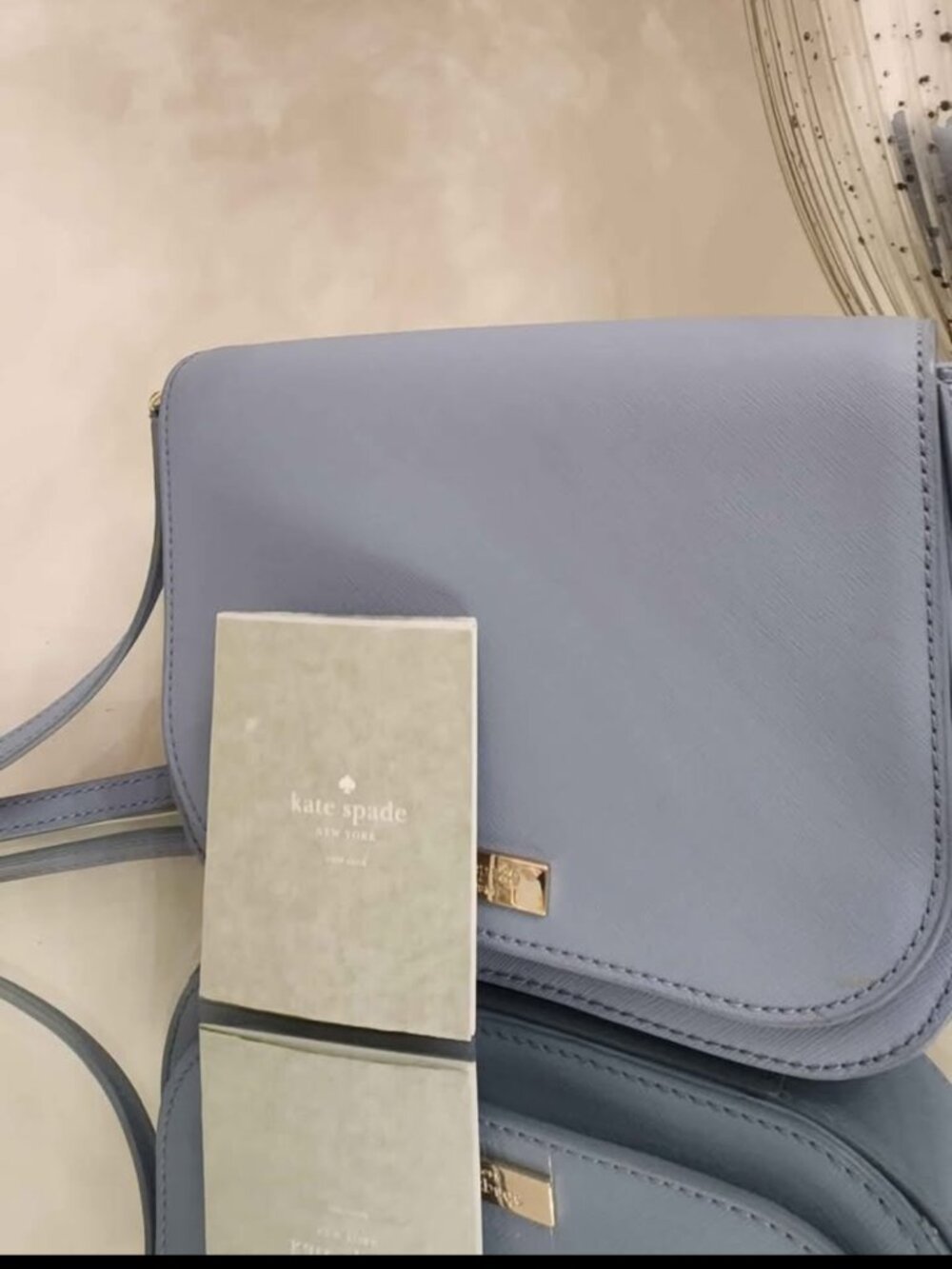 Kate Spade Light Blue Cross Body Bag- Very Good Condition- Saffiano Style Leathe